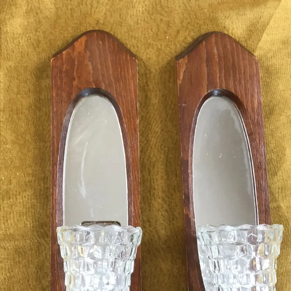 Home Interiors 2 Set Vintage Candles Sconces Wall Mirrors Set 2